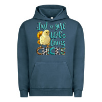 Pigment Midnight Navy Western Just A Girl Who loves Chicks Urban Hoodie - LillyAllenDesigns