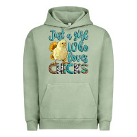 Pigment Oil Green Western Just A Girl Who loves Chicks Urban Hoodie - LillyAllenDesigns