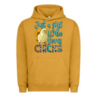 Pigment Peanut Butter Western Just A Girl Who loves Chicks Urban Hoodie - LillyAllenDesigns