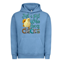 Pigment Pebble Blue Western Just A Girl Who loves Chicks Urban Hoodie - LillyAllenDesigns