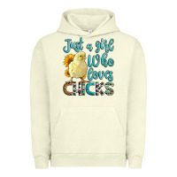 Pigment Pistachio Western Just A Girl Who loves Chicks Urban Hoodie - LillyAllenDesigns