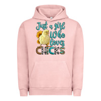 Pigment Salmon Western Just A Girl Who loves Chicks Urban Hoodie - LillyAllenDesigns