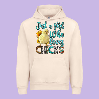 Western Just A Girl Who Loves Chicks Urban Hoodie Designed By Lillyallendesigns
