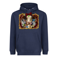 Navy heifer cow christmas western background Heavyweight Hoodie - RanaPortraitStore