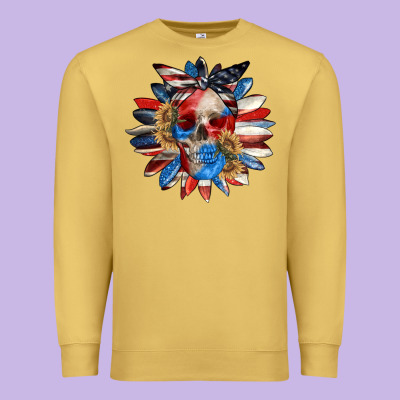 4th Of July Sunflower Skull 4th Of July Premium Sweatshirt Designed By Cowgirlartshop