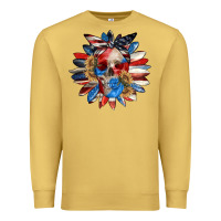 Antique Gold 4th of July sunflower skull 4th of july Premium Sweatshirt - CowGirlArtShop