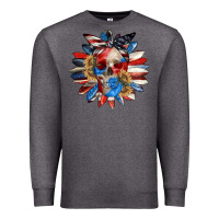 Charcoal Heather 4th of July sunflower skull 4th of july Premium Sweatshirt - CowGirlArtShop