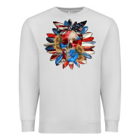 Dove Grey 4th of July sunflower skull 4th of july Premium Sweatshirt - CowGirlArtShop