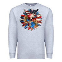 Heather Grey 4th of July sunflower skull 4th of july Premium Sweatshirt - CowGirlArtShop