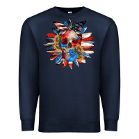 Navy 4th of July sunflower skull 4th of july Premium Sweatshirt - CowGirlArtShop