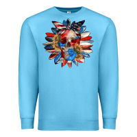 Ocean Blue 4th of July sunflower skull 4th of july Premium Sweatshirt - CowGirlArtShop