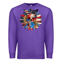 Purple 4th of July sunflower skull 4th of july Premium Sweatshirt - CowGirlArtShop