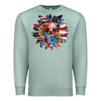 Seafoam 4th of July sunflower skull 4th of july Premium Sweatshirt - CowGirlArtShop