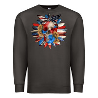 Smoke 4th of July sunflower skull 4th of july Premium Sweatshirt - CowGirlArtShop