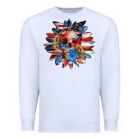White 4th of July sunflower skull 4th of july Premium Sweatshirt - CowGirlArtShop