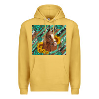 Antique Gold western horse with gemstone and sunflower Premium Hoodie - Artiststas