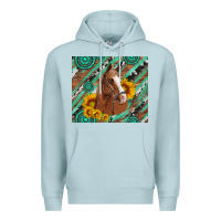 Blue Mist western horse with gemstone and sunflower Premium Hoodie - Artiststas