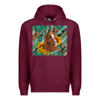 Burgundy western horse with gemstone and sunflower Premium Hoodie - Artiststas