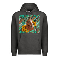 Charcoal Heather western horse with gemstone and sunflower Premium Hoodie - Artiststas