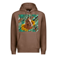 Chestnut western horse with gemstone and sunflower Premium Hoodie - Artiststas