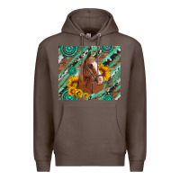 Coffee western horse with gemstone and sunflower Premium Hoodie - Artiststas