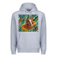 Heather Grey western horse with gemstone and sunflower Premium Hoodie - Artiststas