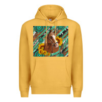 Mustard western horse with gemstone and sunflower Premium Hoodie - Artiststas