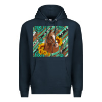 Navy western horse with gemstone and sunflower Premium Hoodie - Artiststas