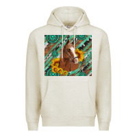 Oatmeal Heather western horse with gemstone and sunflower Premium Hoodie - Artiststas