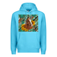 Ocean Blue western horse with gemstone and sunflower Premium Hoodie - Artiststas