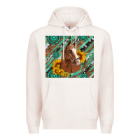 Pale Pink western horse with gemstone and sunflower Premium Hoodie - Artiststas