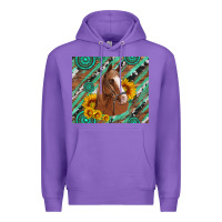 Purple western horse with gemstone and sunflower Premium Hoodie - Artiststas