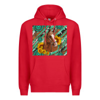 Red western horse with gemstone and sunflower Premium Hoodie - Artiststas