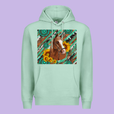 Western Horse With Gemstone And Sunflower Premium Hoodie Designed By Artiststas