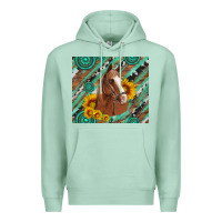 Seafoam western horse with gemstone and sunflower Premium Hoodie - Artiststas