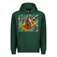 Sports Green western horse with gemstone and sunflower Premium Hoodie - Artiststas