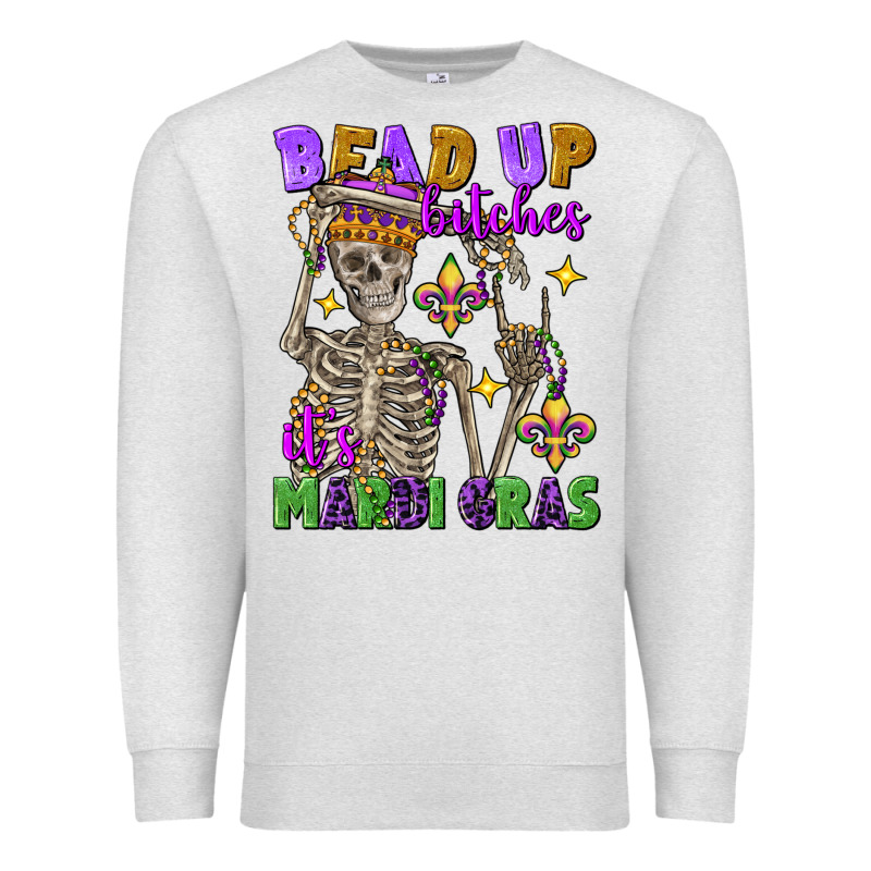 Bead Up Bitches It's Mardi Gras Skeleton Premium Sweatshirt by FaDigitalArtStudio | Teevron