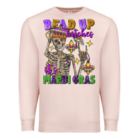 Pale Pink bead up bitches it's mardi gras skeleton Premium Sweatshirt - FaDigitalArtStudio