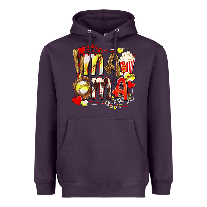 Mama Softball Baseball With Popcorn Heavyweight Hoodie by texasbilliewilder | Teevron