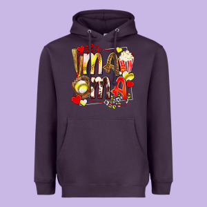 Mama Softball Baseball With Popcorn Heavyweight Hoodie Designed By Texasbilliewilder