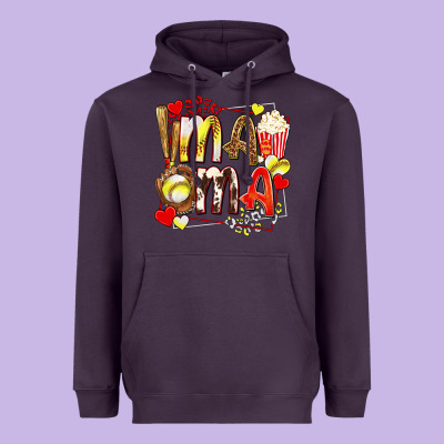 Mama Softball Baseball With Popcorn Heavyweight Hoodie Designed By Texasbilliewilder