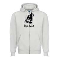 Dove Grey stay wild Zipper Hoodie - Unal Design