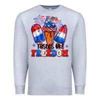 Heather Grey 4th of July ice creams tastes like freedom Premium Sweatshirt - Neo Western
