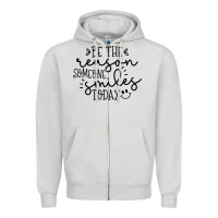 Dove Grey smile Zipper Hoodie - Unal Design