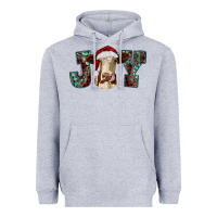Heather Grey christmas joy with heifer cow Heavyweight Hoodie - RanaPortraitStore