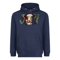 Navy christmas joy with heifer cow Heavyweight Hoodie - RanaPortraitStore