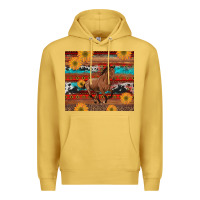 Antique Gold western horse and sunflowers cowhide leopard with aztec Premium Hoodie - Artiststas