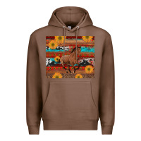 Chestnut western horse and sunflowers cowhide leopard with aztec Premium Hoodie - Artiststas