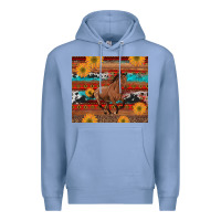 Colony Blue western horse and sunflowers cowhide leopard with aztec Premium Hoodie - Artiststas