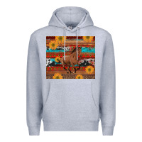 Heather Grey western horse and sunflowers cowhide leopard with aztec Premium Hoodie - Artiststas